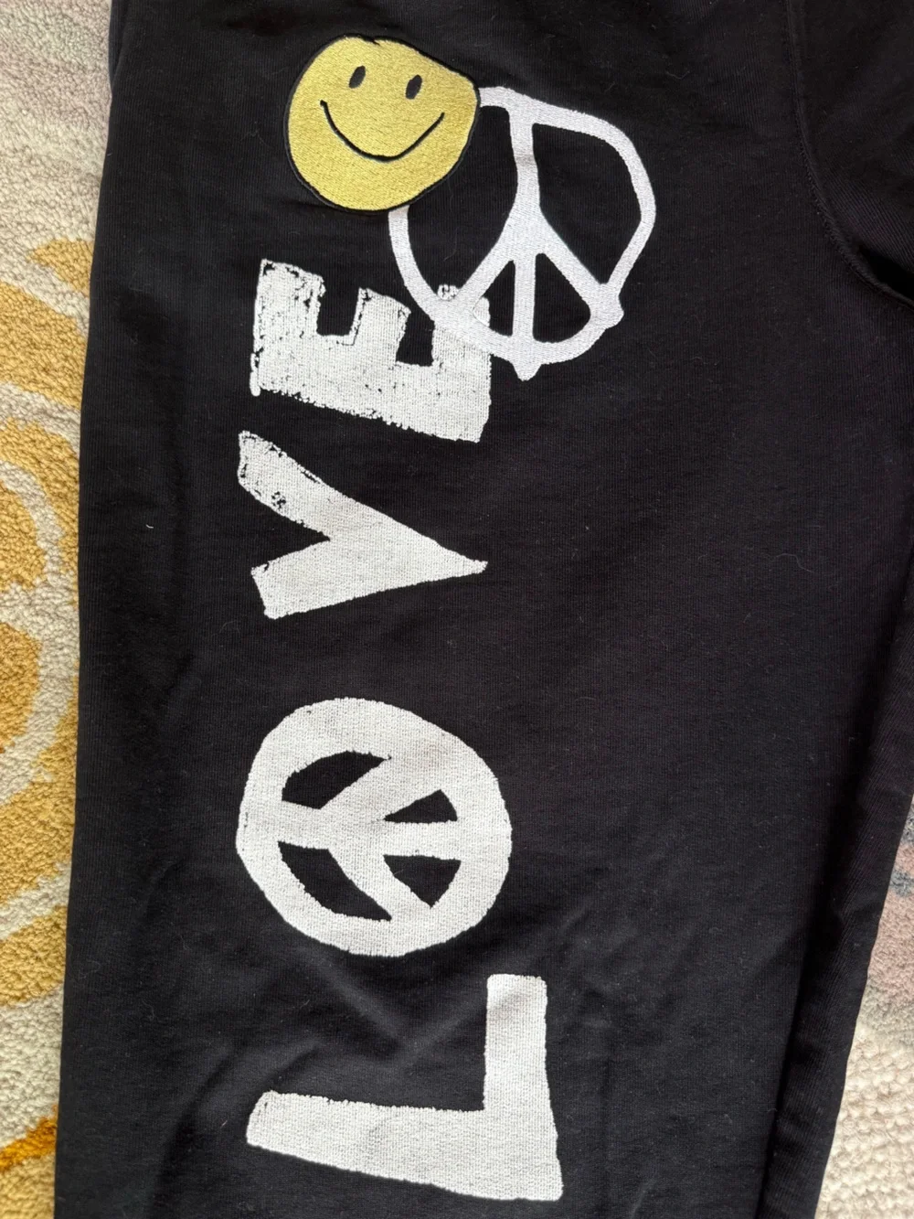 CHNGE Black Graphic Peace Love Men’s Joggers Size M -Altered See Photos-